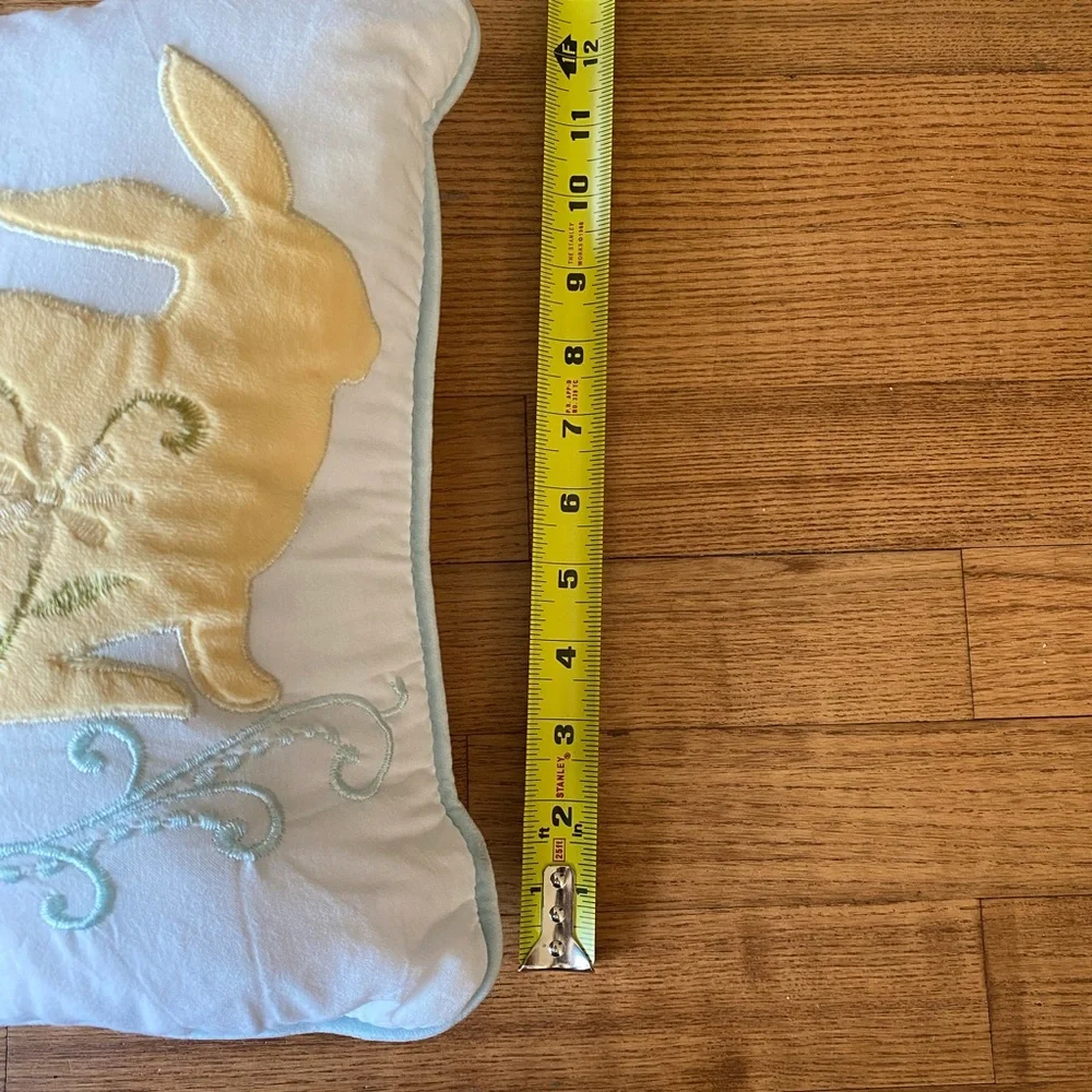 NWT Secret Celebrity White Pillow fluffy textured pastel bunnies & embroidered